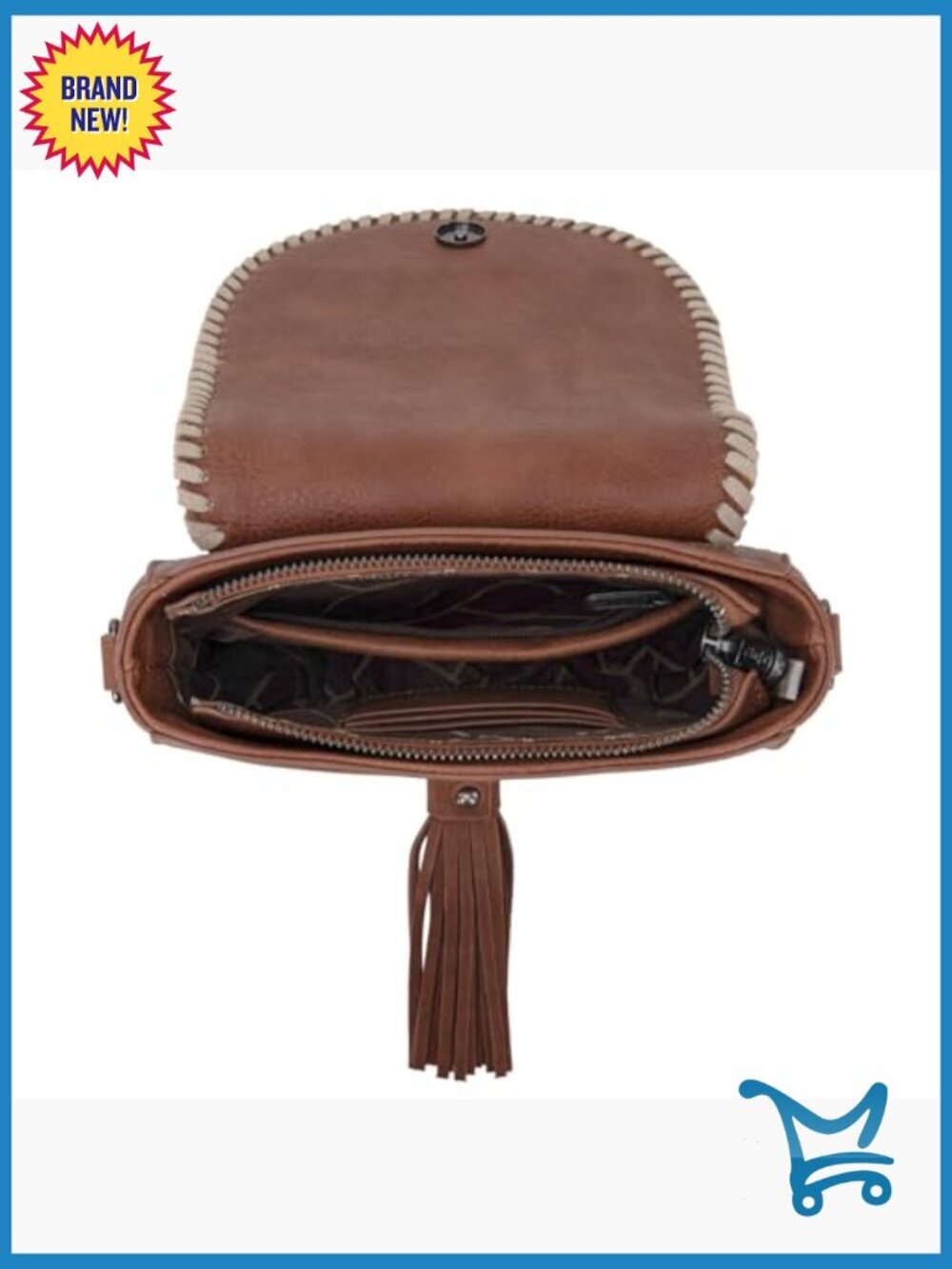 Small Crossbody Saddle Bag with Adjustable Strap and Multiple Pockets - Picture 3 of 7